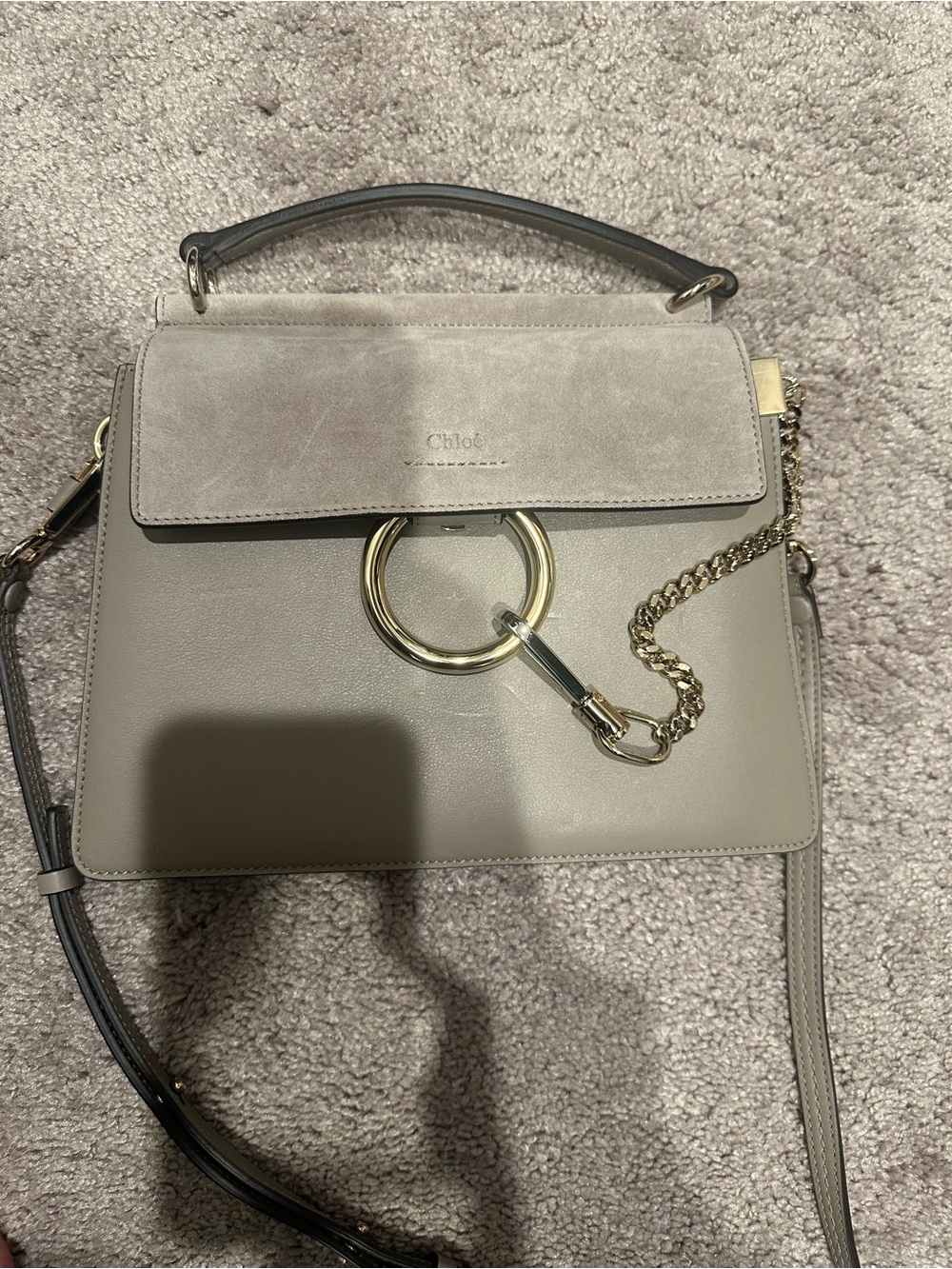 Chloé Faye Gray Leather Mini Crossbody Bag - Picture 4 of 5